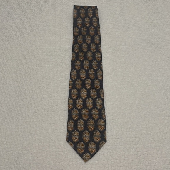 Valentino Classic Charcoal/Black & Tan Silk Tie—Great!! Excellent Condition! - Picture 1 of 8